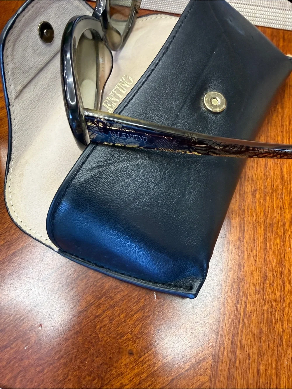 Valentino Women's Black and Brown Patterned Sunglasses